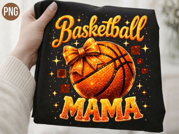 Basketball Mama Orange Glitter PNG Shirt Design