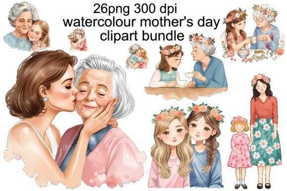 Evaluating the Watercolor Mother’s Day Family Clipart Bundle for Professional Design