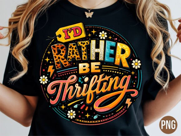 I’d Rather Be Thrifting Retro Hippie PNG