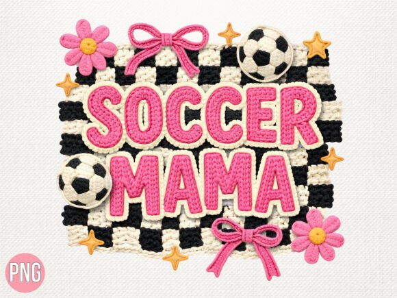 Soccer Mama Checkboard Crochet Patch PNG